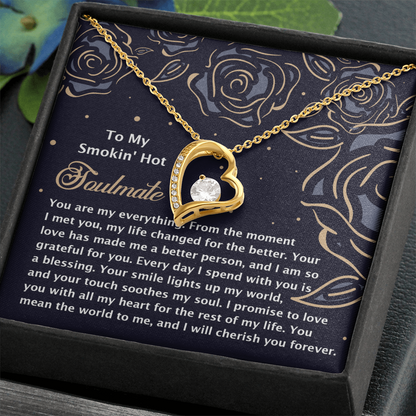 Romantic Jewelry Gift for Wife, Girlfriend, or Fiancée –Forever Love Heart Pendant Necklace with CZ Stone - Includes Elegant Message Card - Soothes My Soul - Mallard Moon Gift Shop
