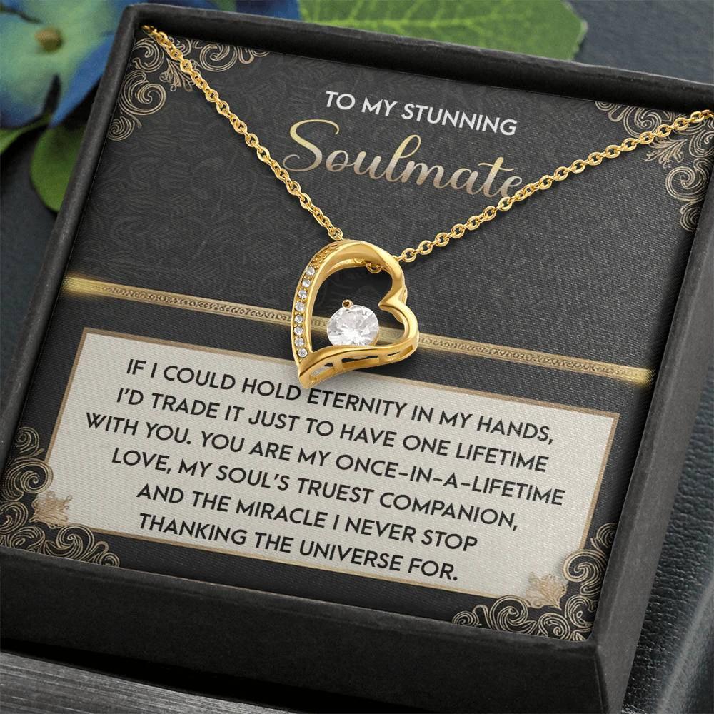To My Soulmate: Hold Eternity Forever Love Necklace with Poetic and Heartfelt Message Card