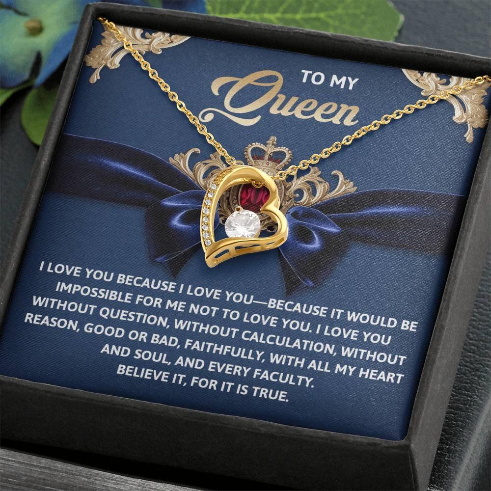 To My Queen: Forever Love Necklace with Regal and Emotional Message Card