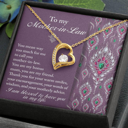 Mother-in-Law Gift You Are My Bonus Mom, My Friend Forever Love Heart Pendant Necklace - Mallard Moon Gift Shop