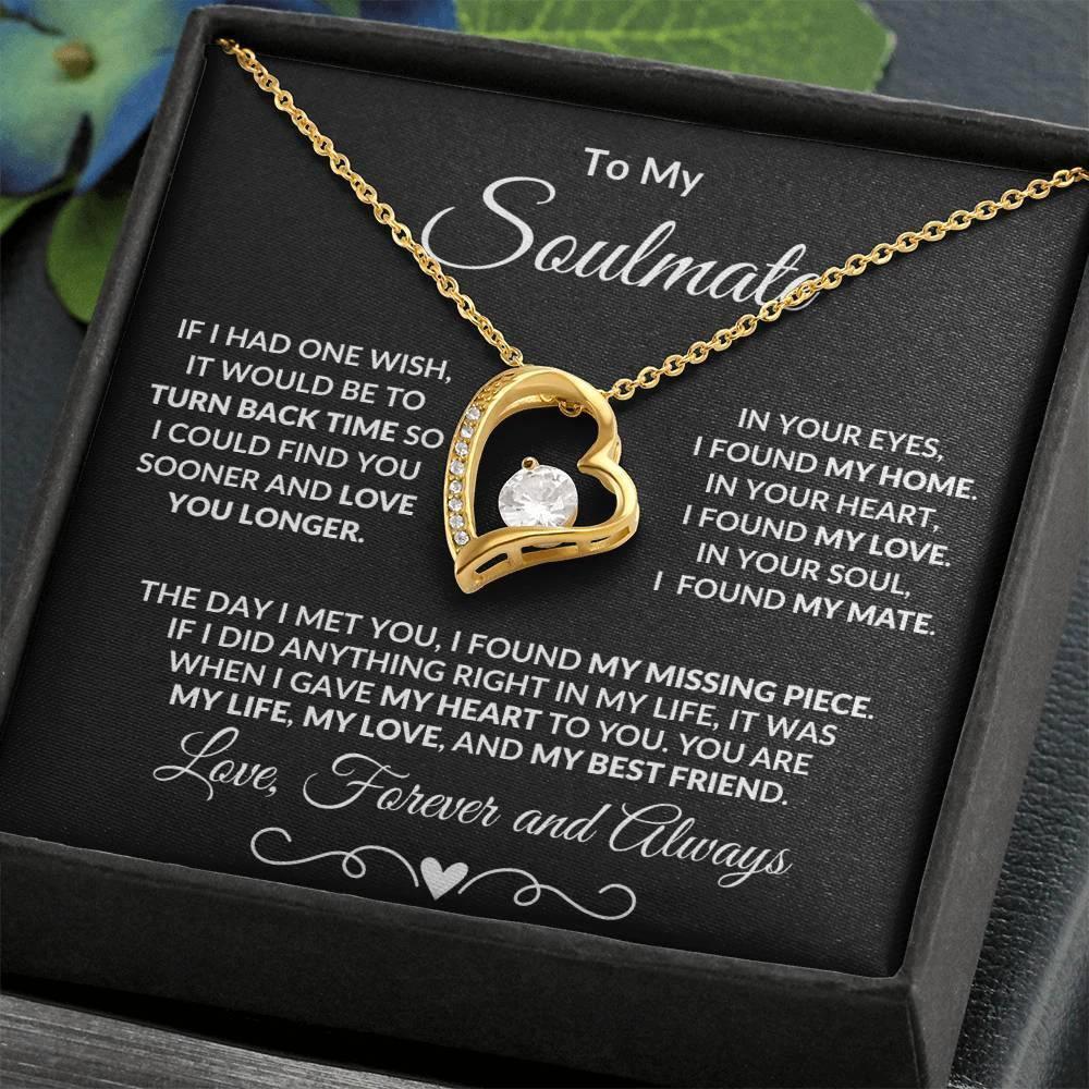 Gift for Soulmate Dazzling Forever Love Heart Necklace with Message Card and Gift Box