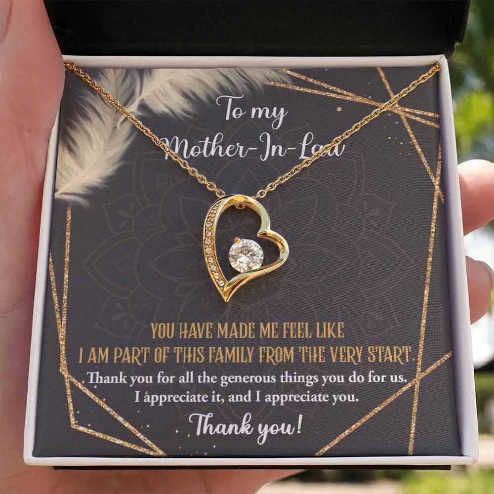 To Mother-In-Law I Appreciate All The Things You Do For Us Forever Love Heart Pendant Necklace