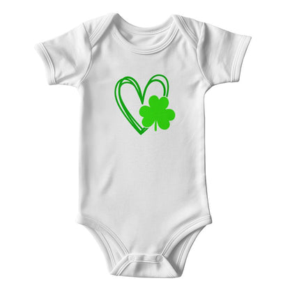 Lucky Shamrock Heart St. Patrick’s Day Baby Bodysuit – Cute Irish Onesie – Soft Cotton Infant Romper – Newborn Holiday Outfit & Baby Shower Gift - Mallard Moon Gift Shop