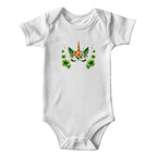 Lucky Unicorn St. Patrick’s Day Baby Bodysuit – Cute Shamrock & Floral Onesie – Soft Cotton Infant Romper – Irish Holiday Outfit & Baby Shower Gift
