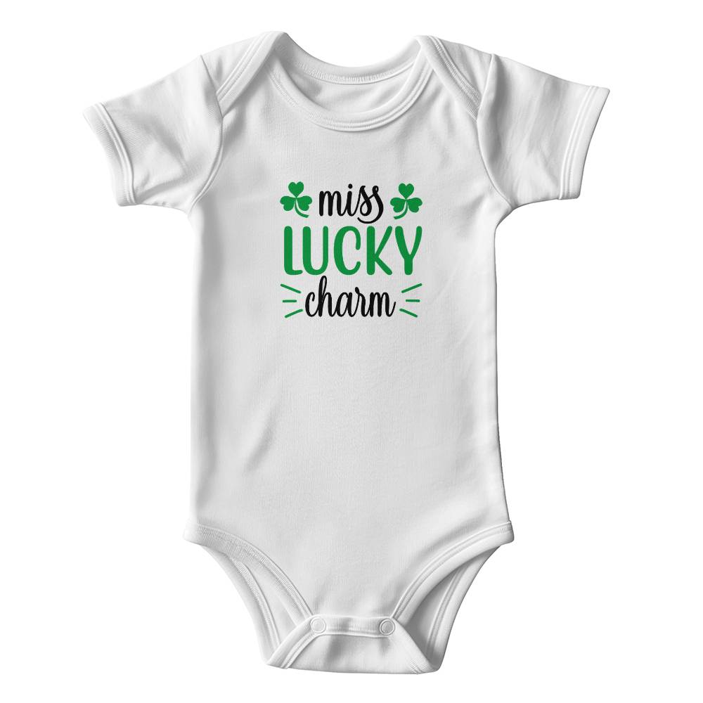 Miss Lucky Charm St. Patrick’s Day Baby Bodysuit – Cute Shamrock Onesie – Soft Cotton Infant Romper – Funny Irish Holiday Outfit & Baby Shower Gift - Mallard Moon Gift Shop