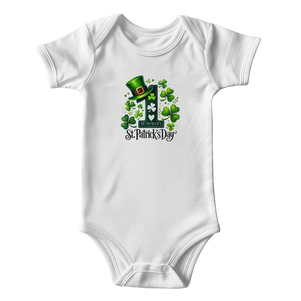 Lucky Clover First St. Patrick’s Day Baby Bodysuit – Cute Shamrock & Leprechaun Hat Onesie – Soft Cotton Infant Romper – Newborn Irish Holiday Outfit - Mallard Moon Gift Shop
