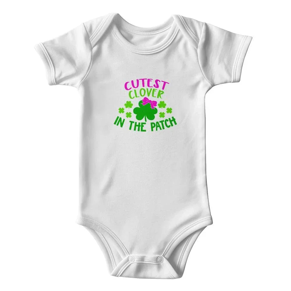 Cutest Clover in the Patch St. Patrick’s Day Baby Bodysuit – Cute Shamrock Onesie – Soft Cotton Infant Romper – Baby Girl Irish Holiday Outfit & Gift
