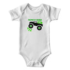Shamrock Crusher St. Patrick’s Day Baby Bodysuit – Funny Monster Truck Onesie – Soft Cotton Infant Romper – Irish Holiday Outfit & Baby Gift