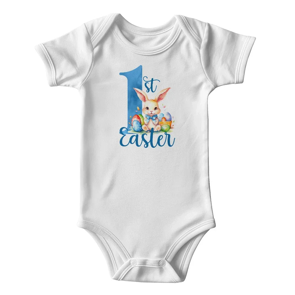 Baby's First Easter Bodysuit – Adorable Bunny & Easter Egg Onesie – Soft Cotton Infant Romper – Newborn Holiday Outfit – Cute Baby Shower Gift