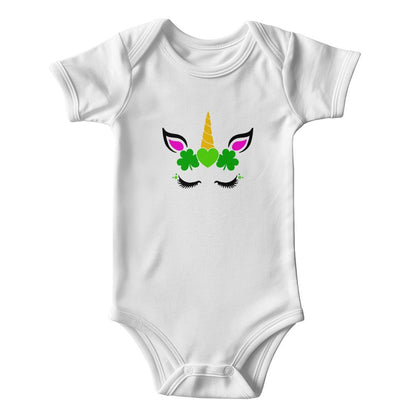 Shamrock Unicorn St. Patrick’s Day Baby Bodysuit – Cute Irish Lucky Charm Onesie – Soft Cotton Infant Romper – Magical Holiday Outfit & Baby Gift - Mallard Moon Gift Shop