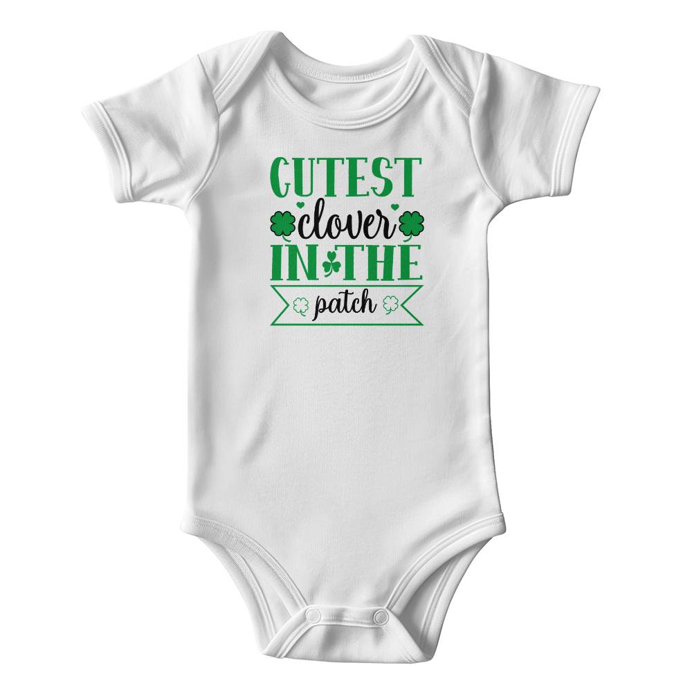 Cutest Clover in the Patch St. Patrick’s Day Baby Bodysuit – Cute Shamrock Onesie – Soft Cotton Infant Romper – Irish Holiday Outfit & Baby Gift - Mallard Moon Gift Shop