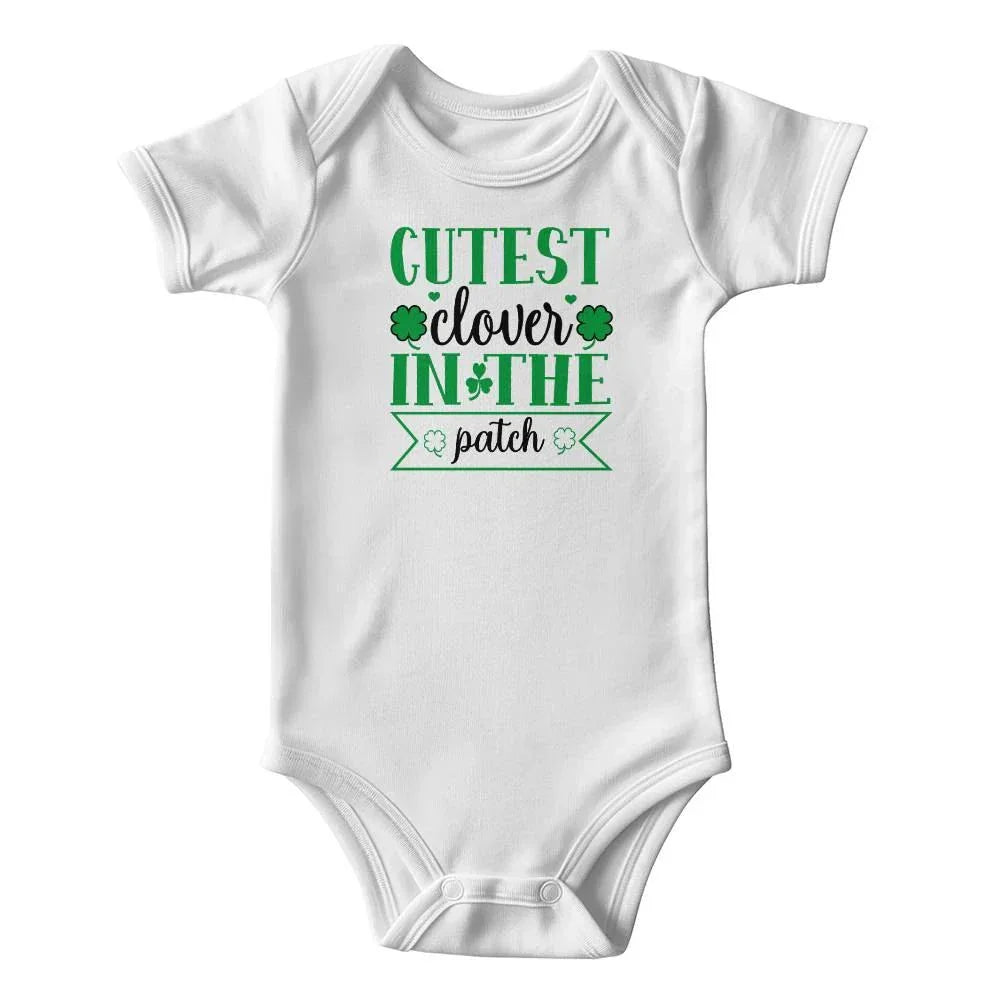 Cutest Clover in the Patch St. Patrick’s Day Baby Bodysuit – Cute Shamrock Onesie – Soft Cotton Infant Romper – Irish Holiday Outfit & Baby Gift