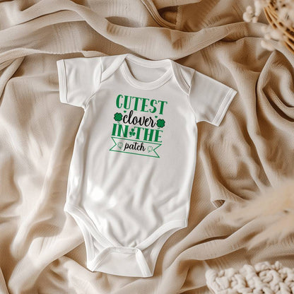 Cutest Clover in the Patch St. Patrick’s Day Baby Bodysuit – Cute Shamrock Onesie – Soft Cotton Infant Romper – Irish Holiday Outfit & Baby Gift - Mallard Moon Gift Shop