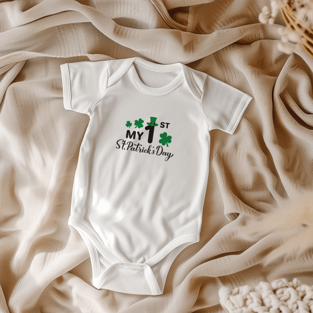 My First St. Patrick's Day Baby Bodysuit – Cute Shamrock Onesie – Soft Cotton Infant Romper – Newborn Irish Holiday Outfit & Baby Shower Gift - Mallard Moon Gift Shop