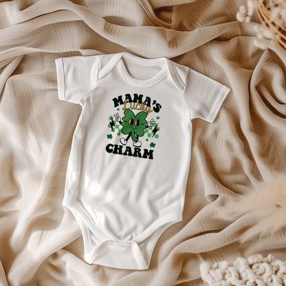 Mama’s Lucky Charm St. Patrick’s Day Baby Bodysuit – Cute Shamrock Onesie – Soft Cotton Infant Romper – Funny Irish Holiday Outfit & Baby Gift - Mallard Moon Gift Shop