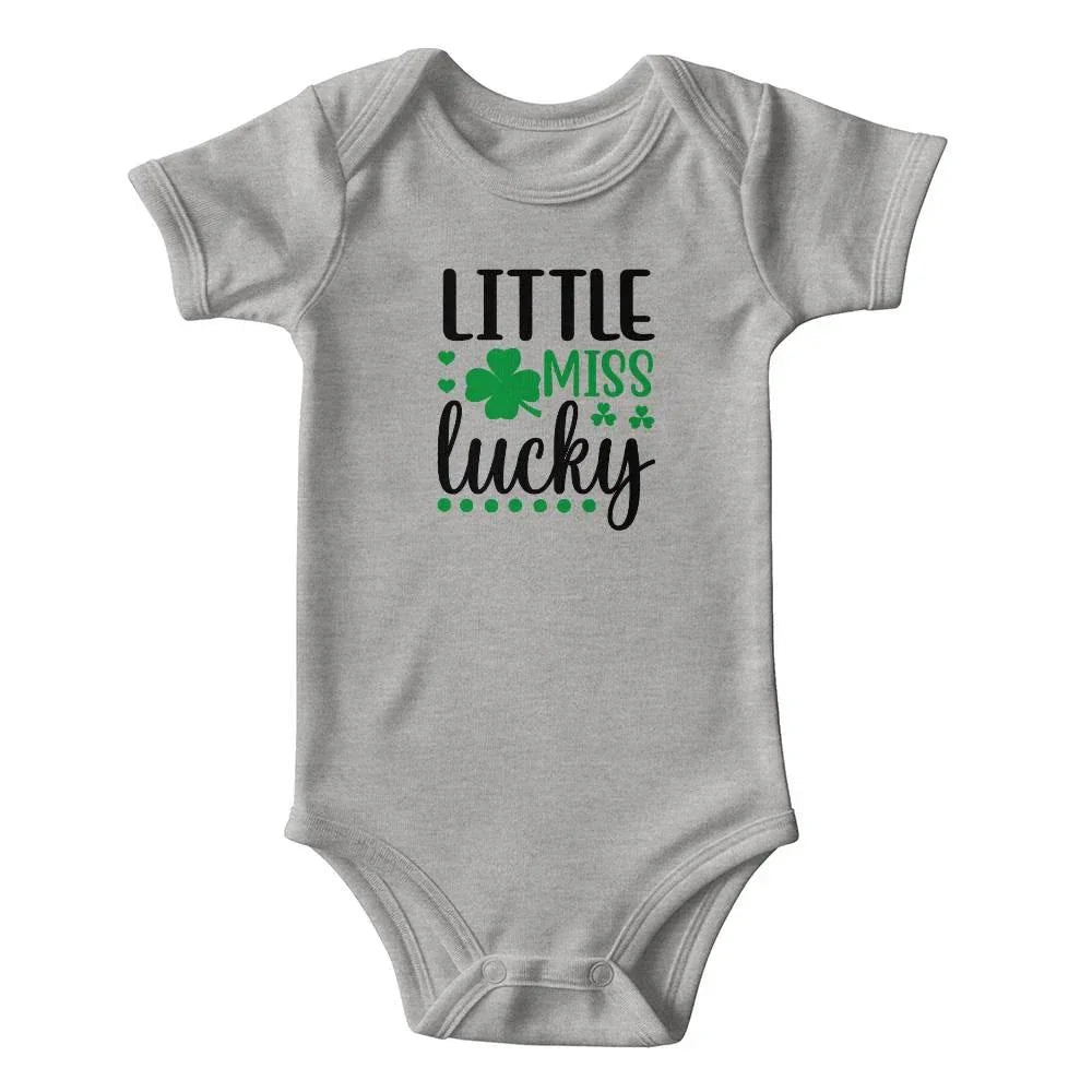 Little Miss Lucky St. Patrick’s Day Baby Bodysuit – Cute Shamrock Onesie – Soft Cotton Infant Romper – Baby Girl Irish Holiday Outfit & Gift