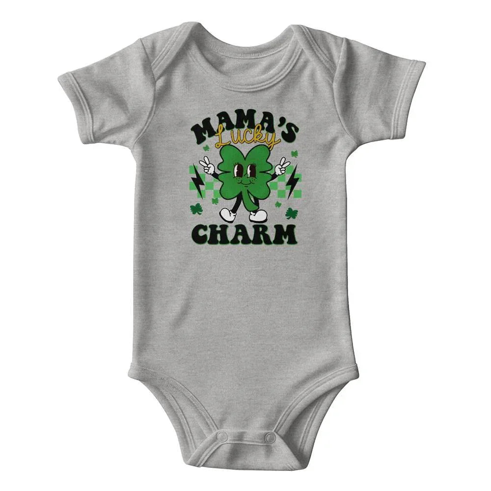 Mama’s Lucky Charm St. Patrick’s Day Baby Bodysuit – Cute Shamrock Onesie – Soft Cotton Infant Romper – Funny Irish Holiday Outfit & Baby Gift