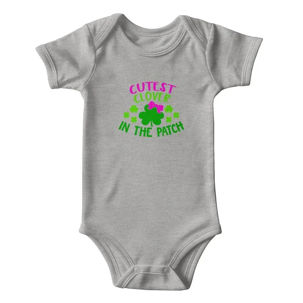 Cutest Clover in the Patch St. Patrick’s Day Baby Bodysuit – Cute Shamrock Onesie – Soft Cotton Infant Romper – Baby Girl Irish Holiday Outfit & Gift