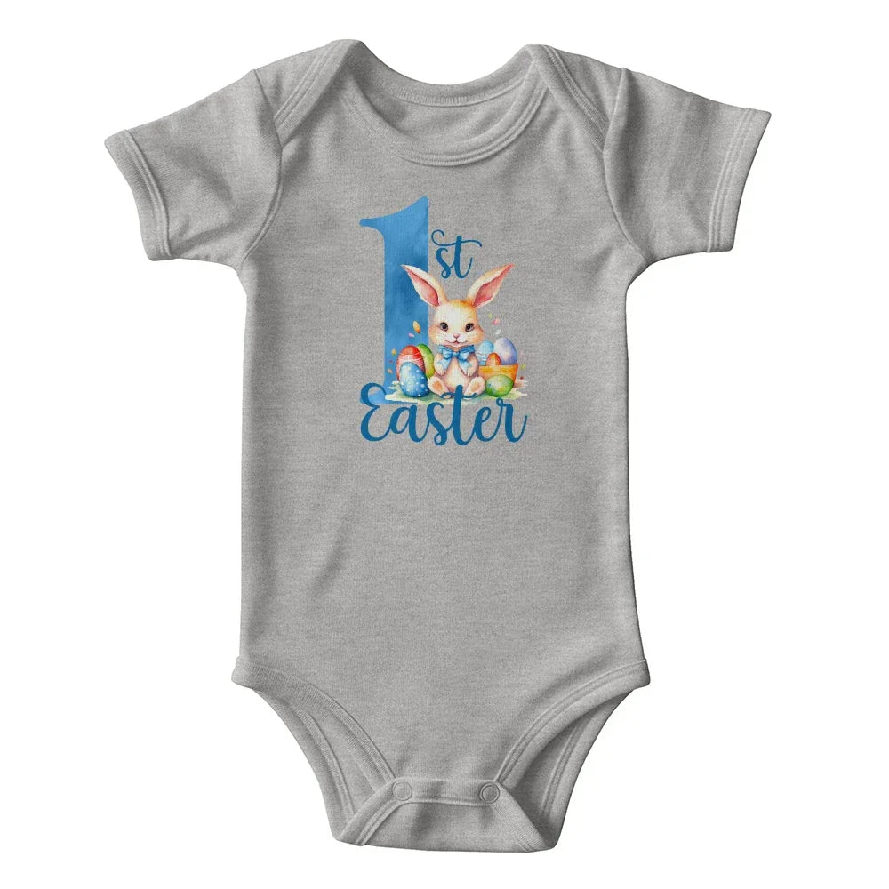 Baby's First Easter Bodysuit – Adorable Bunny & Easter Egg Onesie – Soft Cotton Infant Romper – Newborn Holiday Outfit – Cute Baby Shower Gift