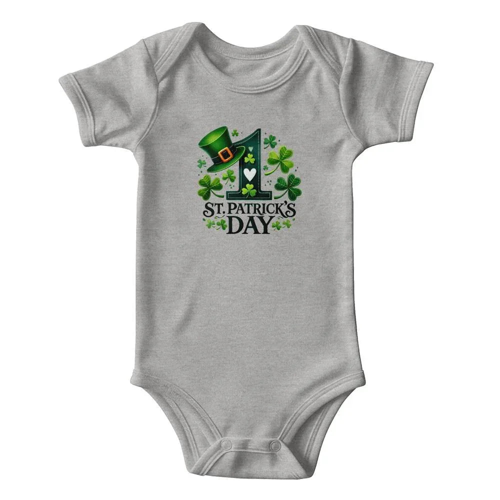 Lucky First St. Patrick’s Day Baby Bodysuit – Cute Shamrock & Leprechaun Hat Onesie – Soft Cotton Infant Romper – Newborn Irish Holiday Outfit & Gift