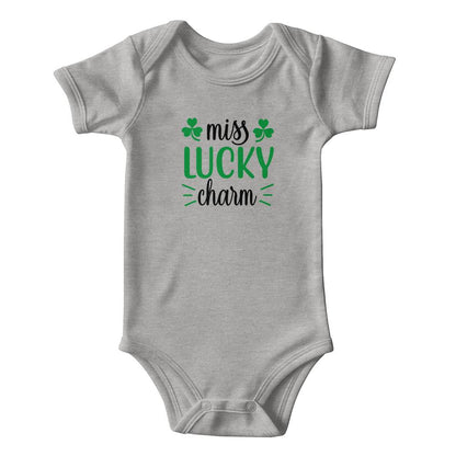 Miss Lucky Charm St. Patrick’s Day Baby Bodysuit – Cute Shamrock Onesie – Soft Cotton Infant Romper – Funny Irish Holiday Outfit & Baby Shower Gift - Mallard Moon Gift Shop