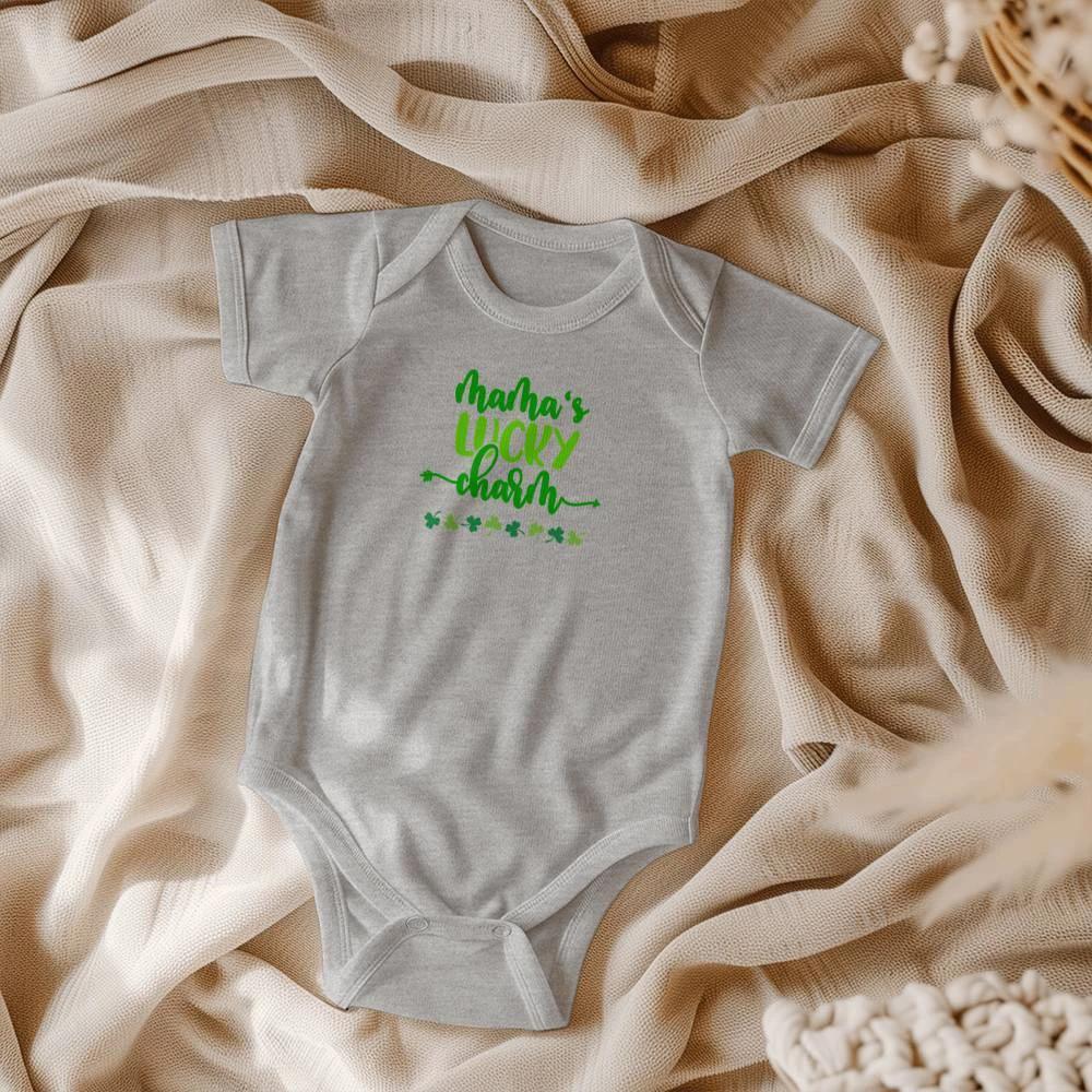 Mama’s Lucky Charm St. Patrick’s Day Baby Bodysuit – Cute Shamrock Onesie – Soft Cotton Infant Romper – Funny Irish Holiday Outfit & Baby Gift