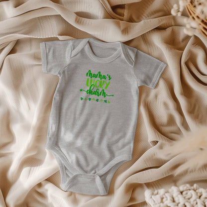 Mama’s Lucky Charm St. Patrick’s Day Baby Bodysuit – Cute Shamrock Onesie – Soft Cotton Infant Romper – Funny Irish Holiday Outfit & Baby Gift - Mallard Moon Gift Shop