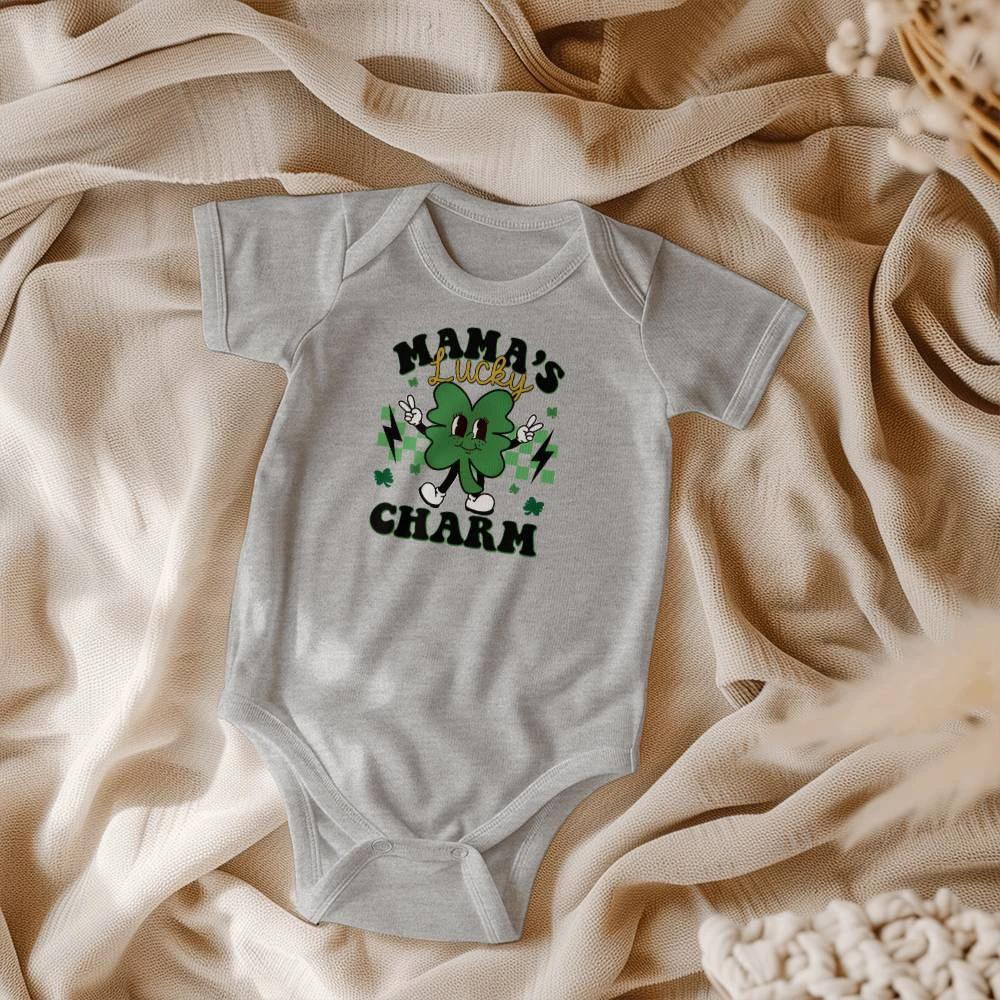 Mama’s Lucky Charm St. Patrick’s Day Baby Bodysuit – Cute Shamrock Onesie – Soft Cotton Infant Romper – Funny Irish Holiday Outfit & Baby Gift