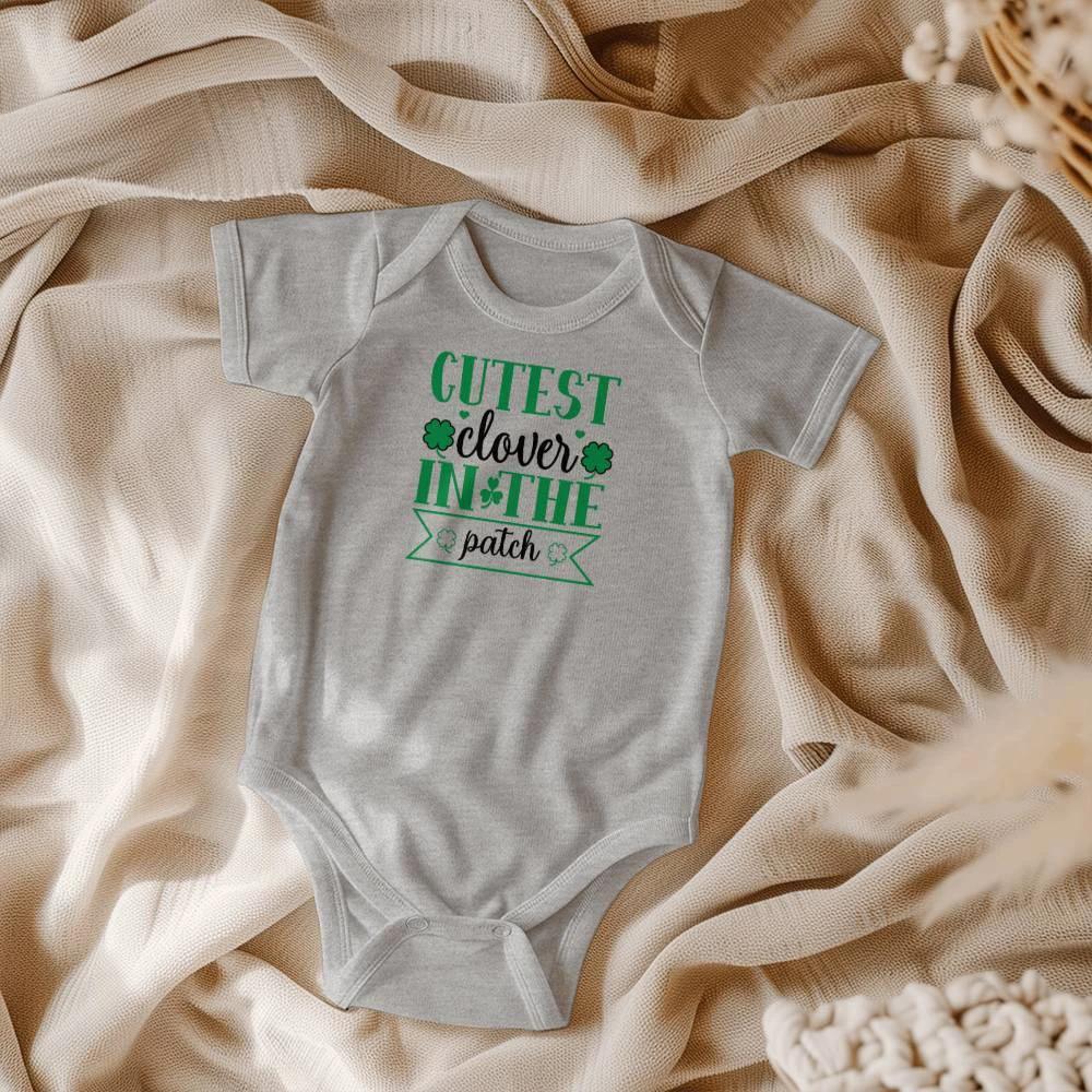 Cutest Clover in the Patch St. Patrick’s Day Baby Bodysuit – Cute Shamrock Onesie – Soft Cotton Infant Romper – Irish Holiday Outfit & Baby Gift