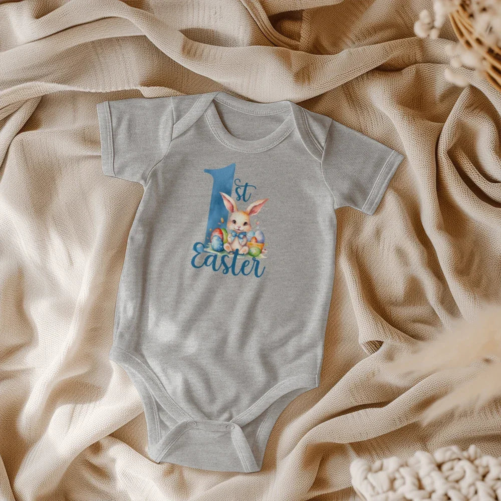 Baby's First Easter Bodysuit – Adorable Bunny & Easter Egg Onesie – Soft Cotton Infant Romper – Newborn Holiday Outfit – Cute Baby Shower Gift