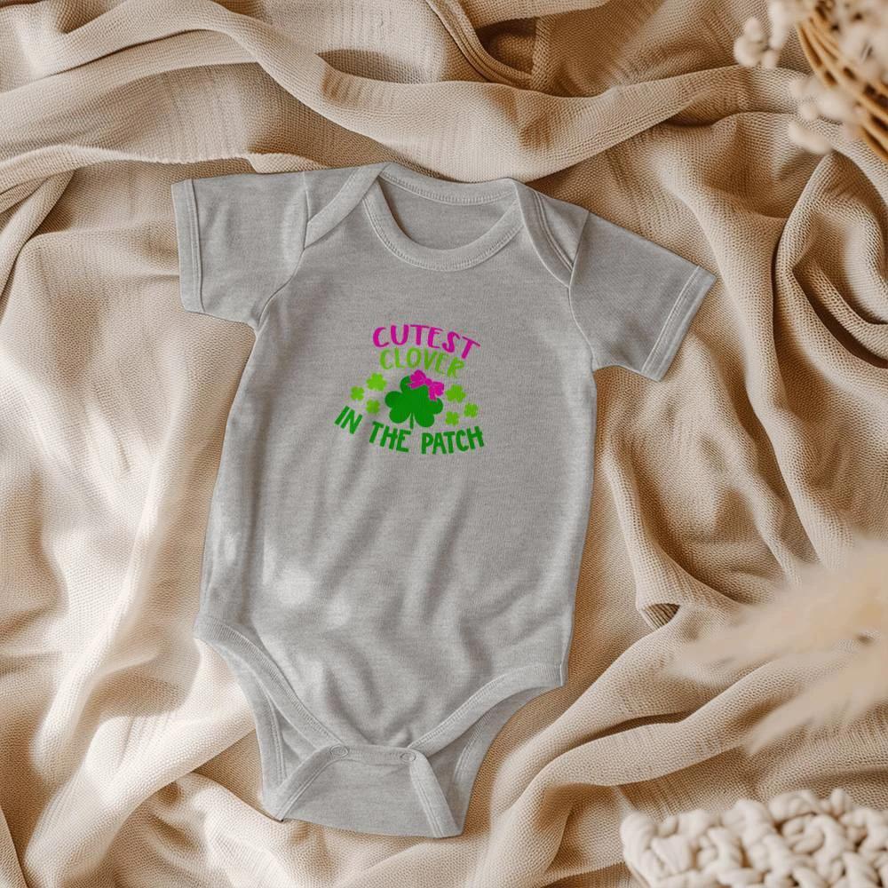 Cutest Clover in the Patch St. Patrick’s Day Baby Bodysuit – Cute Shamrock Onesie – Soft Cotton Infant Romper – Baby Girl Irish Holiday Outfit & Gift