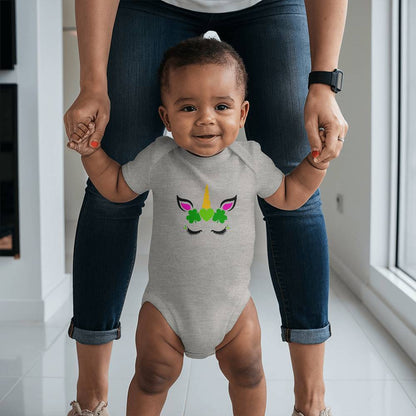 Shamrock Unicorn St. Patrick’s Day Baby Bodysuit – Cute Irish Lucky Charm Onesie – Soft Cotton Infant Romper – Magical Holiday Outfit & Baby Gift - Mallard Moon Gift Shop