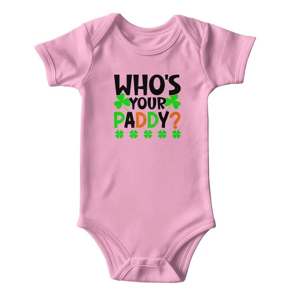 Who’s Your Paddy? St. Patrick’s Day Baby Bodysuit – Funny Shamrock Onesie – Soft Cotton Infant Romper – Cute Irish HHoliday Outfit & Baby Gift