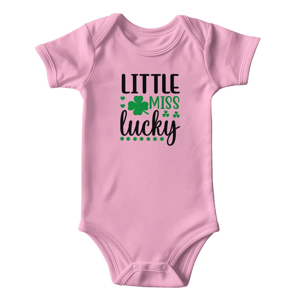 Little Miss Lucky St. Patrick's Day Baby Bodysuit – Cute Shamrock Onesie – Soft Cotton Infant Romper – Baby Girl Irish Holiday Outfit & Gift
