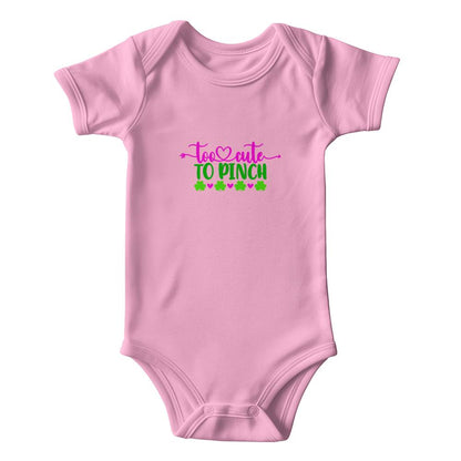 Too Cute to Pinch St. Patrick’s Day Baby Bodysuit – Funny Shamrock Onesie – Soft Cotton Infant Romper – Irish Holiday Outfit & Baby Gift - Mallard Moon Gift Shop