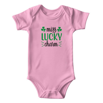 Miss Lucky Charm St. Patrick’s Day Baby Bodysuit – Cute Shamrock Onesie – Soft Cotton Infant Romper – Funny Irish Holiday Outfit & Baby Shower Gift - Mallard Moon Gift Shop