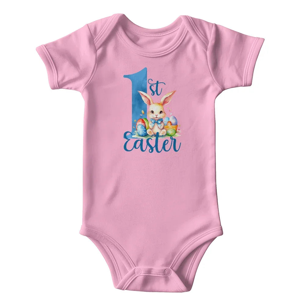 Baby's First Easter Bodysuit – Adorable Bunny & Easter Egg Onesie – Soft Cotton Infant Romper – Newborn Holiday Outfit – Cute Baby Shower Gift