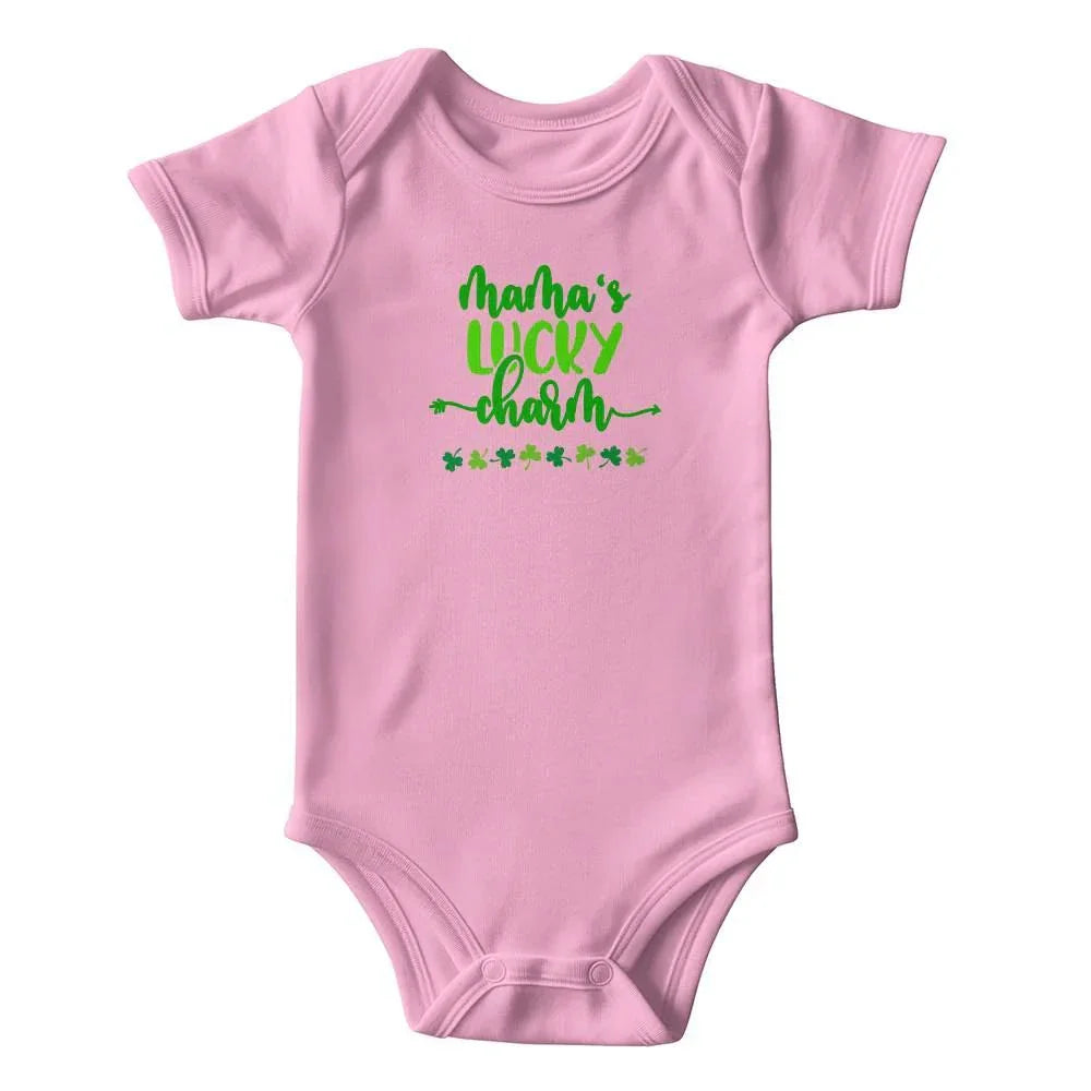 Mama’s Lucky Charm St. Patrick’s Day Baby Bodysuit – Cute Shamrock Onesie – Soft Cotton Infant Romper – Funny Irish Holiday Outfit & Baby Gift