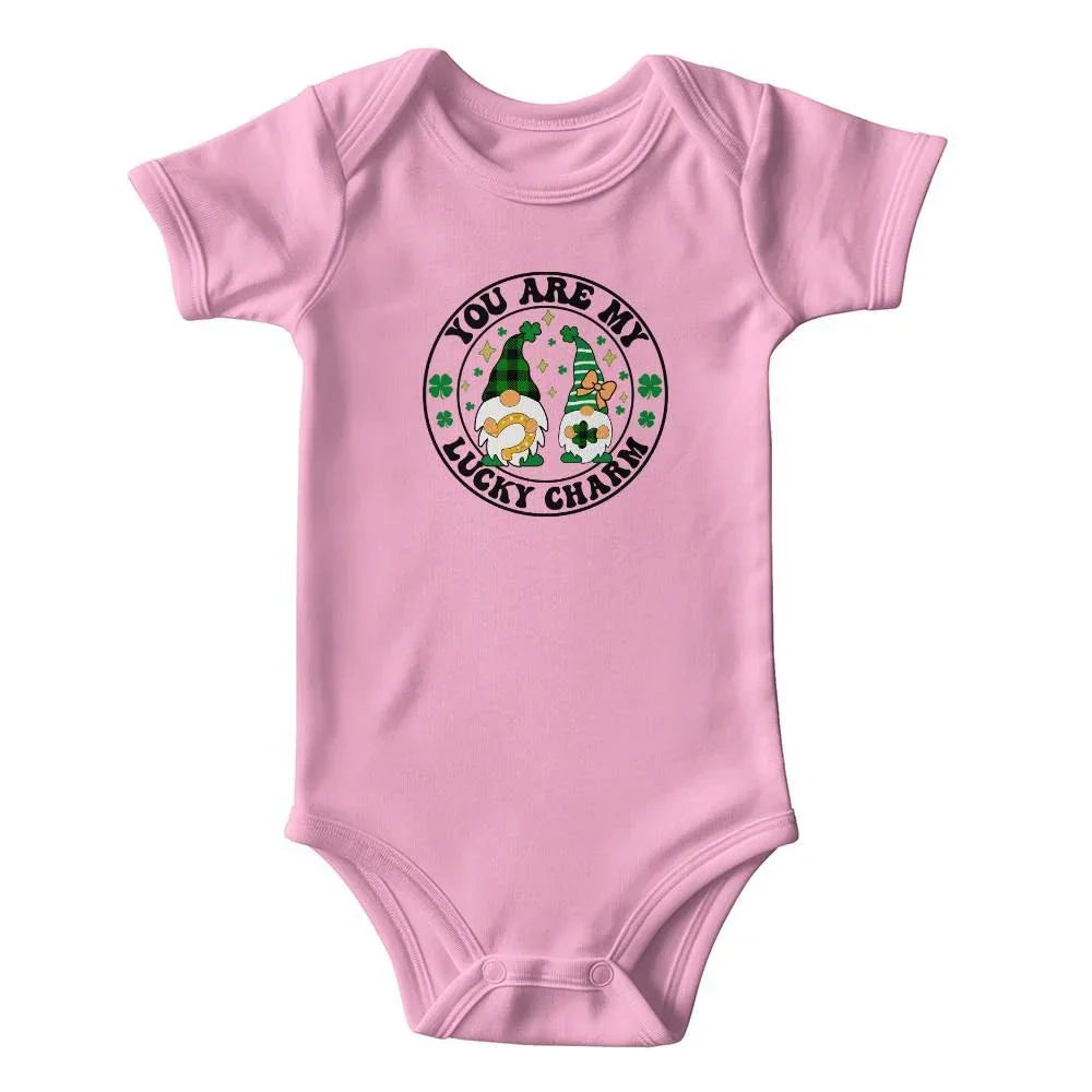 You Are My Lucky Charm St. Patrick’s Day Baby Bodysuit – Cute Gnome & Shamrock Onesie – Soft Cotton Infant Romper – Funny Irish Holiday Outfit & Baby Gift