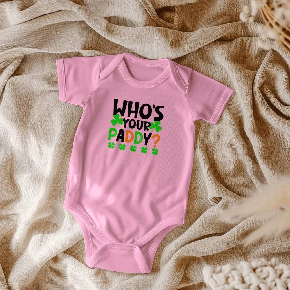 Who’s Your Paddy? St. Patrick’s Day Baby Bodysuit – Funny Shamrock Onesie – Soft Cotton Infant Romper – Cute Irish HHoliday Outfit & Baby Gift