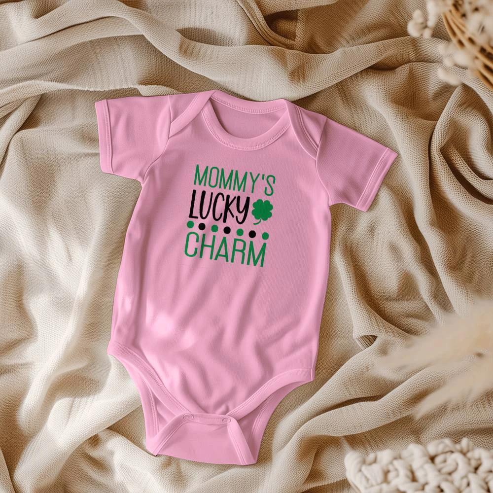 Mommy’s Lucky Charm St. Patrick’s Day Baby Bodysuit – Cute Shamrock Onesie – Soft Cotton Infant Romper – Funny Irish Holiday Outfit & Baby Gift