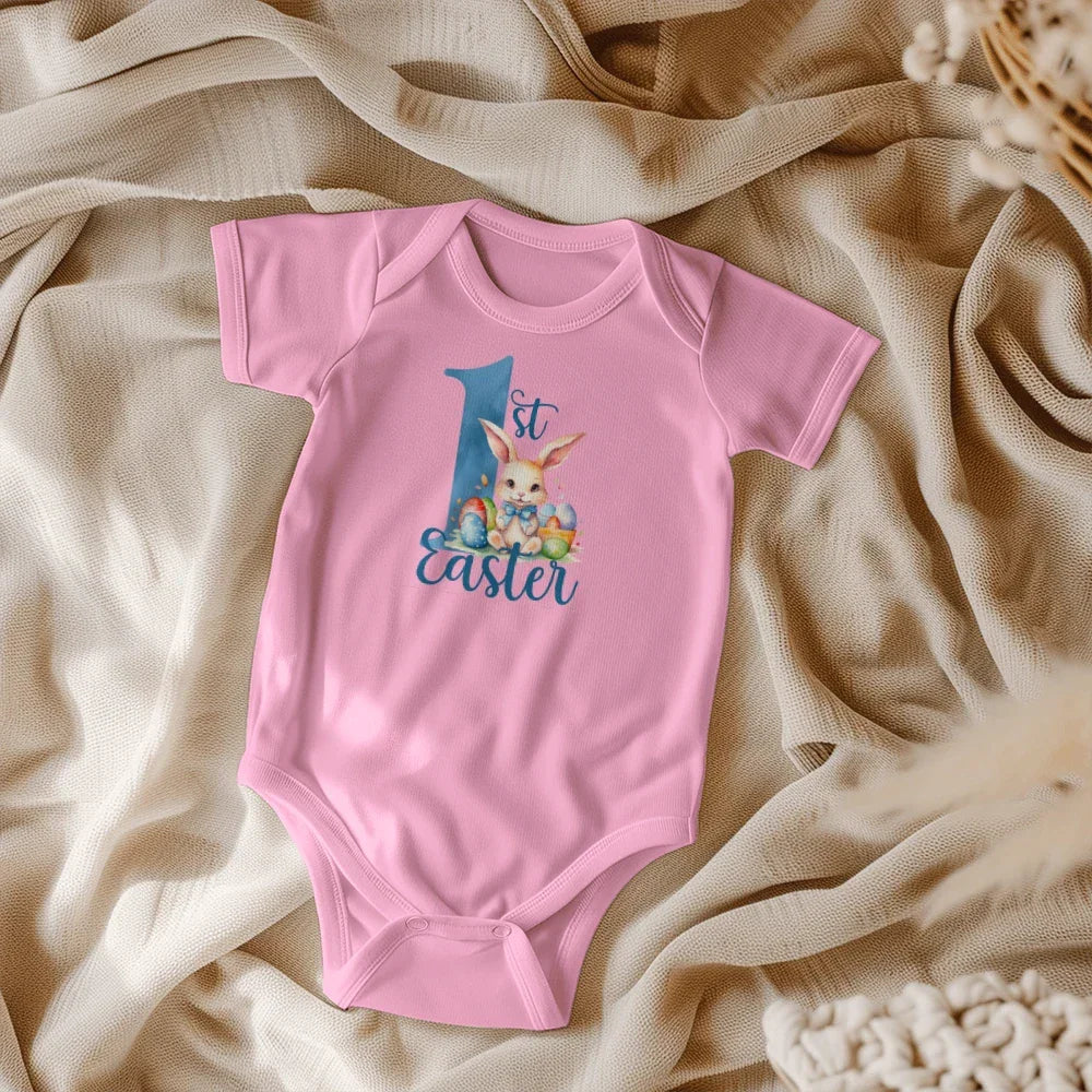 Baby's First Easter Bodysuit – Adorable Bunny & Easter Egg Onesie – Soft Cotton Infant Romper – Newborn Holiday Outfit – Cute Baby Shower Gift