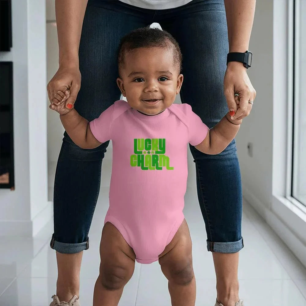Lucky Charm St. Patrick’s Day Baby Bodysuit – Retro Shamrock Onesie – Soft Cotton Infant Romper – Cute Irish Holiday Outfit & Baby Shower Gift