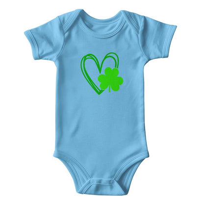 Lucky Shamrock Heart St. Patrick’s Day Baby Bodysuit – Cute Irish Onesie – Soft Cotton Infant Romper – Newborn Holiday Outfit & Baby Shower Gift - Mallard Moon Gift Shop