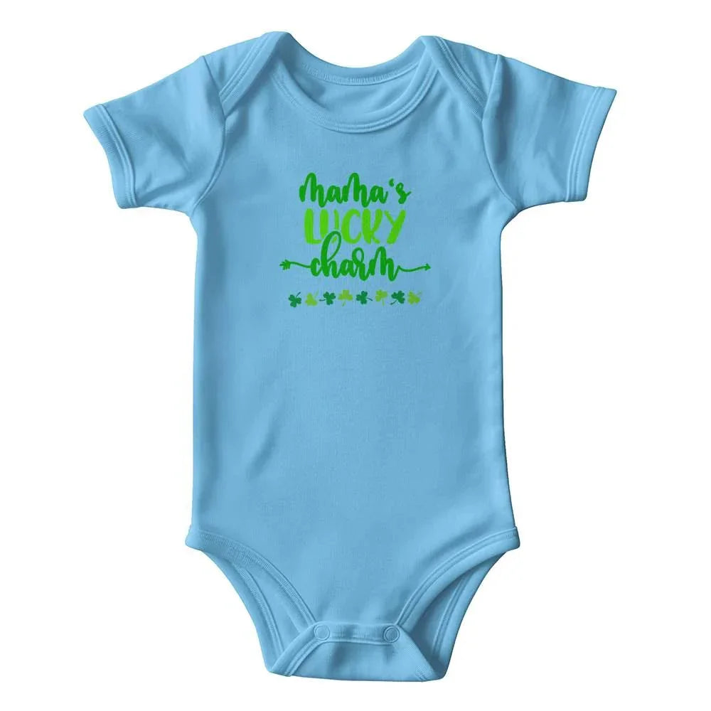 Mama’s Lucky Charm St. Patrick’s Day Baby Bodysuit – Cute Shamrock Onesie – Soft Cotton Infant Romper – Funny Irish Holiday Outfit & Baby Gift