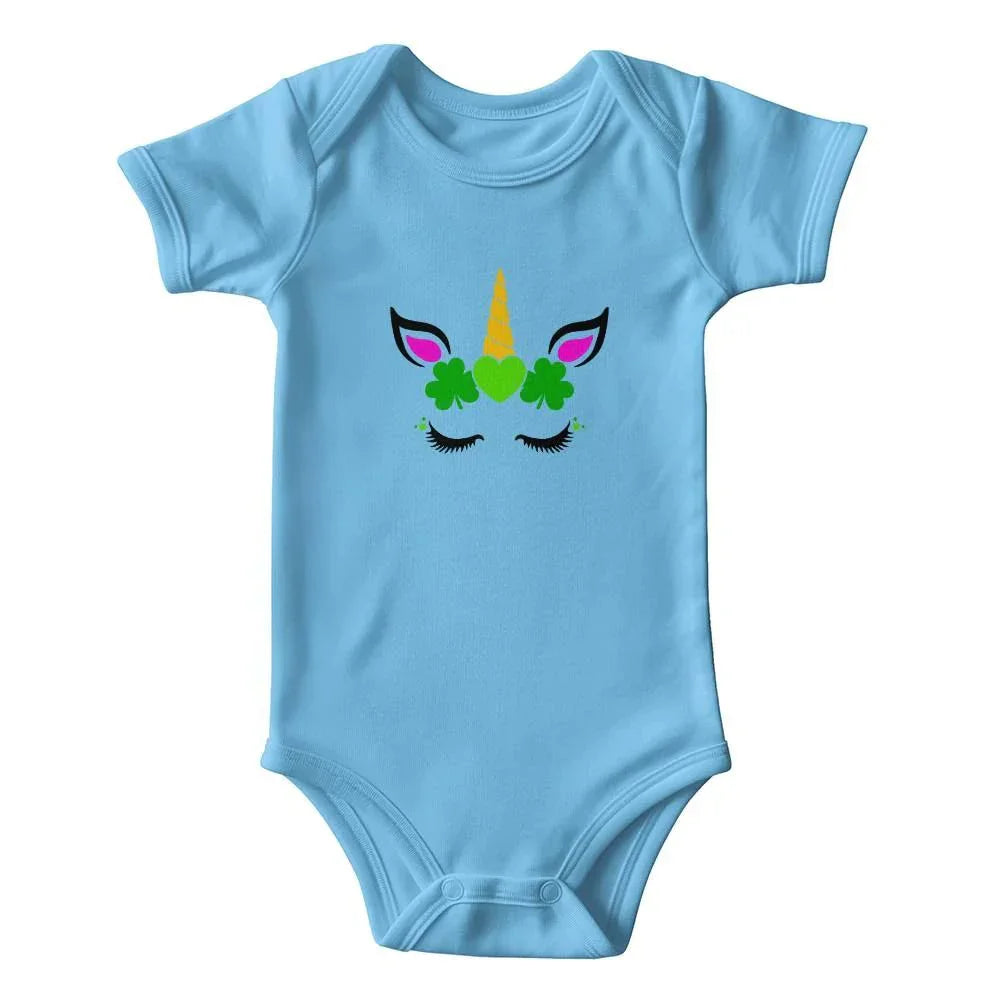 Shamrock Unicorn St. Patrick’s Day Baby Bodysuit – Cute Irish Lucky Charm Onesie – Soft Cotton Infant Romper – Magical Holiday Outfit & Baby Gift