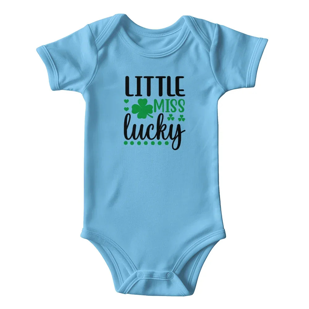 Little Miss Lucky St. Patrick's Day Baby Bodysuit – Cute Shamrock Onesie – Soft Cotton Infant Romper – Baby Girl Irish Holiday Outfit & Gift