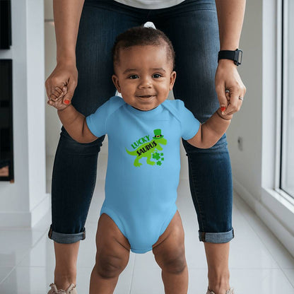 Luckysaurus St. Patrick’s Day Baby Bodysuit – Cute T-Rex Dinosaur Onesie – Soft Cotton Infant Romper – Funny Irish Holiday Outfit & Baby Gift - Mallard Moon Gift Shop