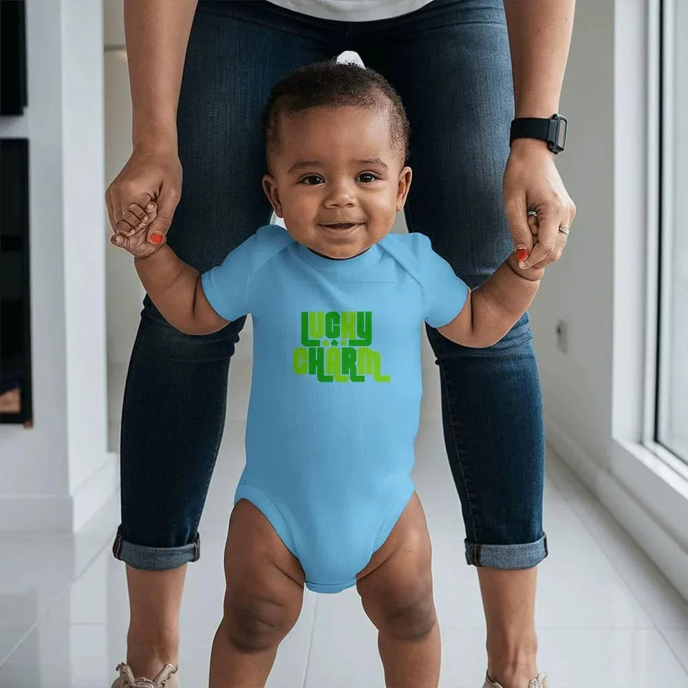 Lucky Charm St. Patrick’s Day Baby Bodysuit – Retro Shamrock Onesie – Soft Cotton Infant Romper – Cute Irish Holiday Outfit & Baby Shower Gift