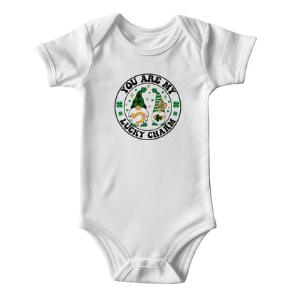 You Are My Lucky Charm St. Patrick’s Day Baby Bodysuit – Cute Gnome & Shamrock Onesie – Soft Cotton Infant Romper – Funny Irish Holiday Outfit & Baby Gift - Mallard Moon Gift Shop